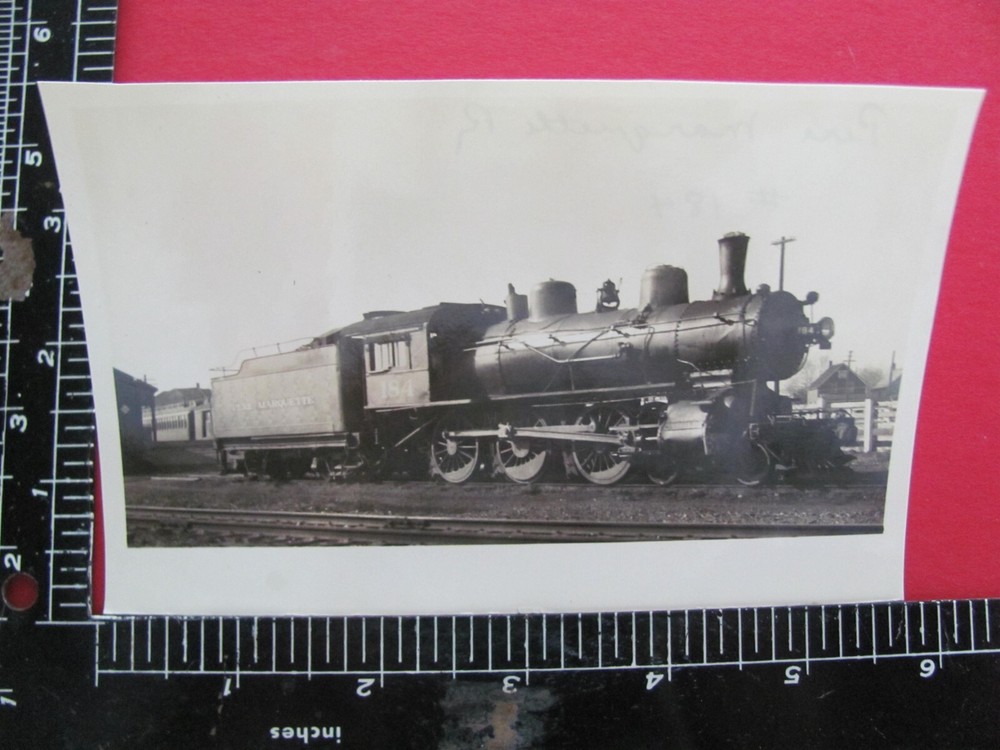 Pere Marquette Railroad 4-6-0 Locomotive #184 Original Photo 1940'S