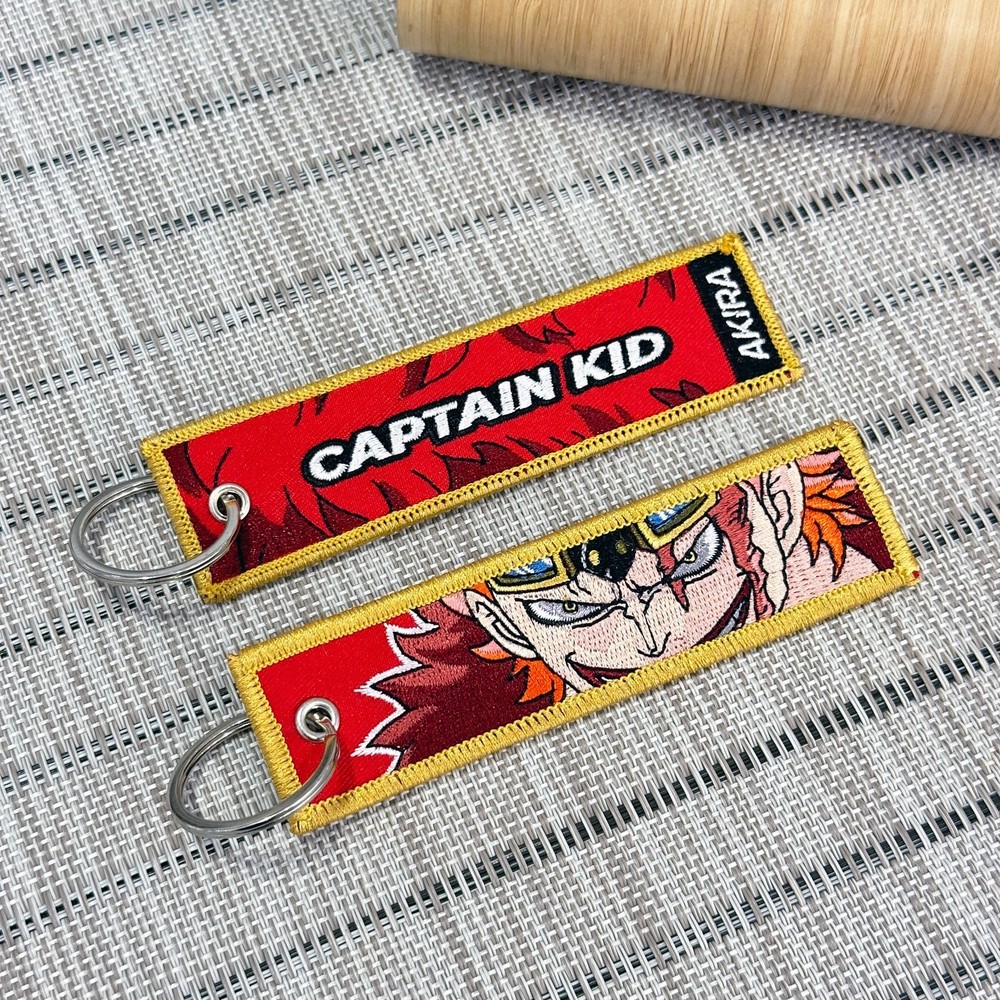 One Piece Eustass Kid Keychain Embroidered Anime Keyring Captain Supernova