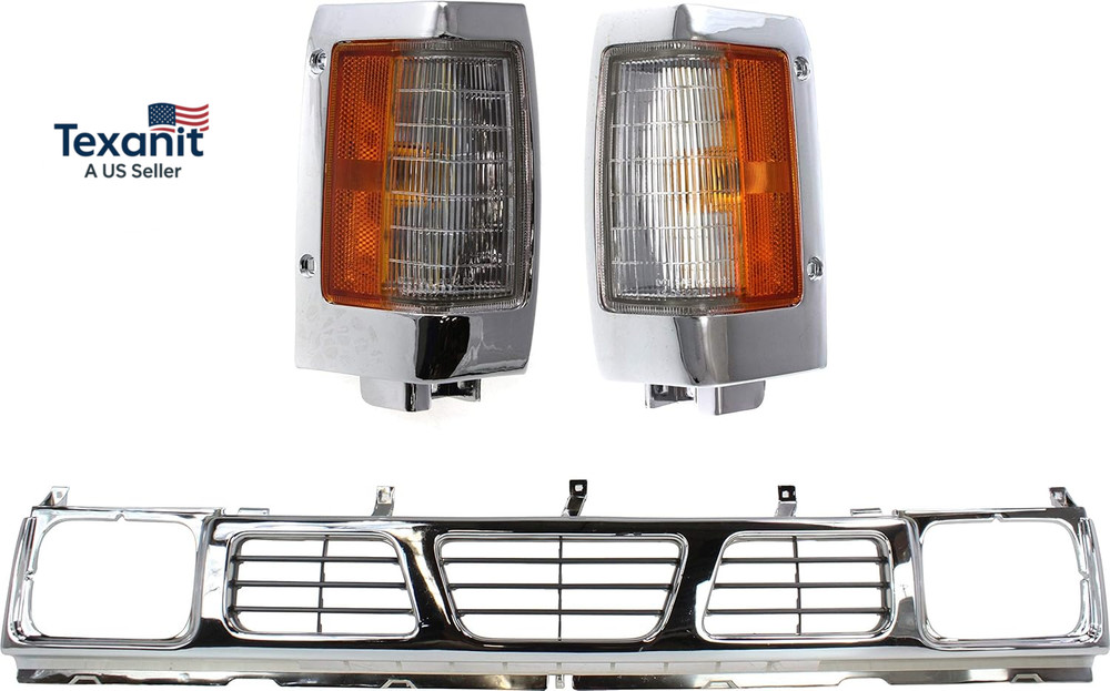 Front Grille Assembly Kit for 1993-1994 Nissan D21, 1995-1997 Nissan Pickup, Tru