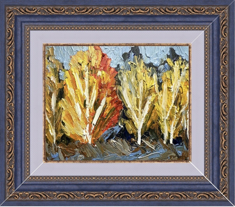 Abstract Fall Tree Landscape Oil Painting Original Framed Signed Artwork