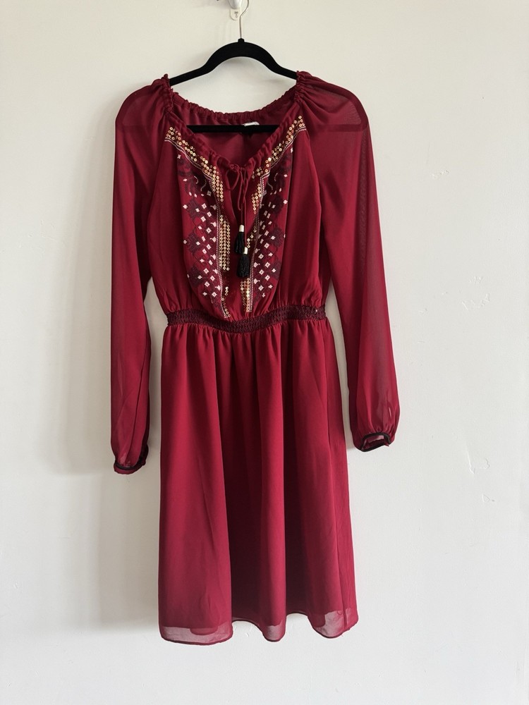 Women Altuzarra for Target Ruby Hill Peasant Boho Sequin Sheer Dress Size 6