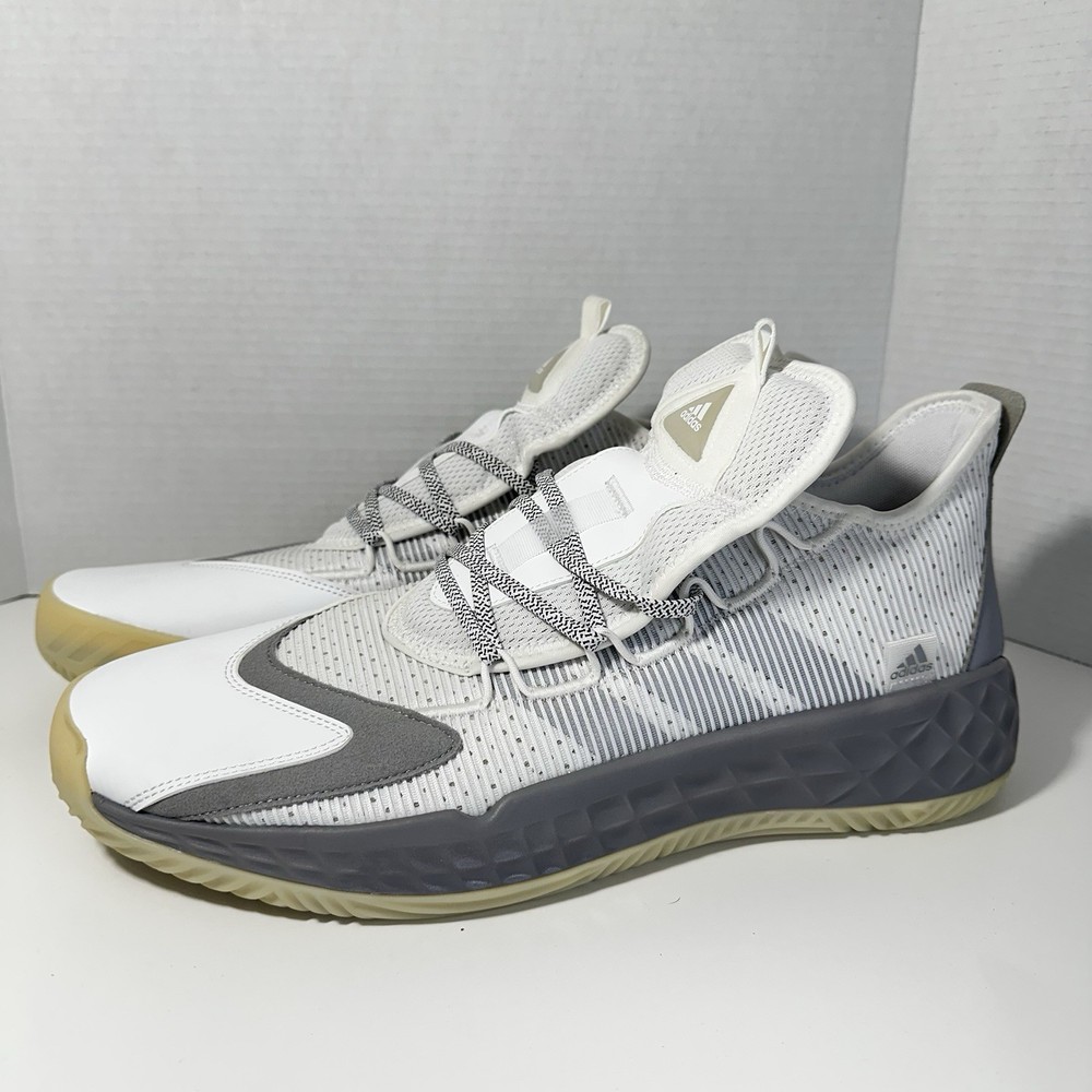 NEW Adidas Pro Boost Low Basketball White Gray Shoes Mens Size 16