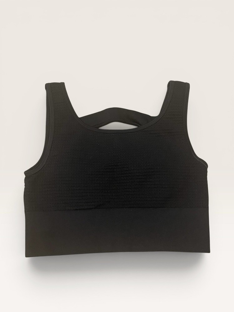 Yogalicious Waffle Seamless Melanie Bra Size Medium Active Sports Bra Black