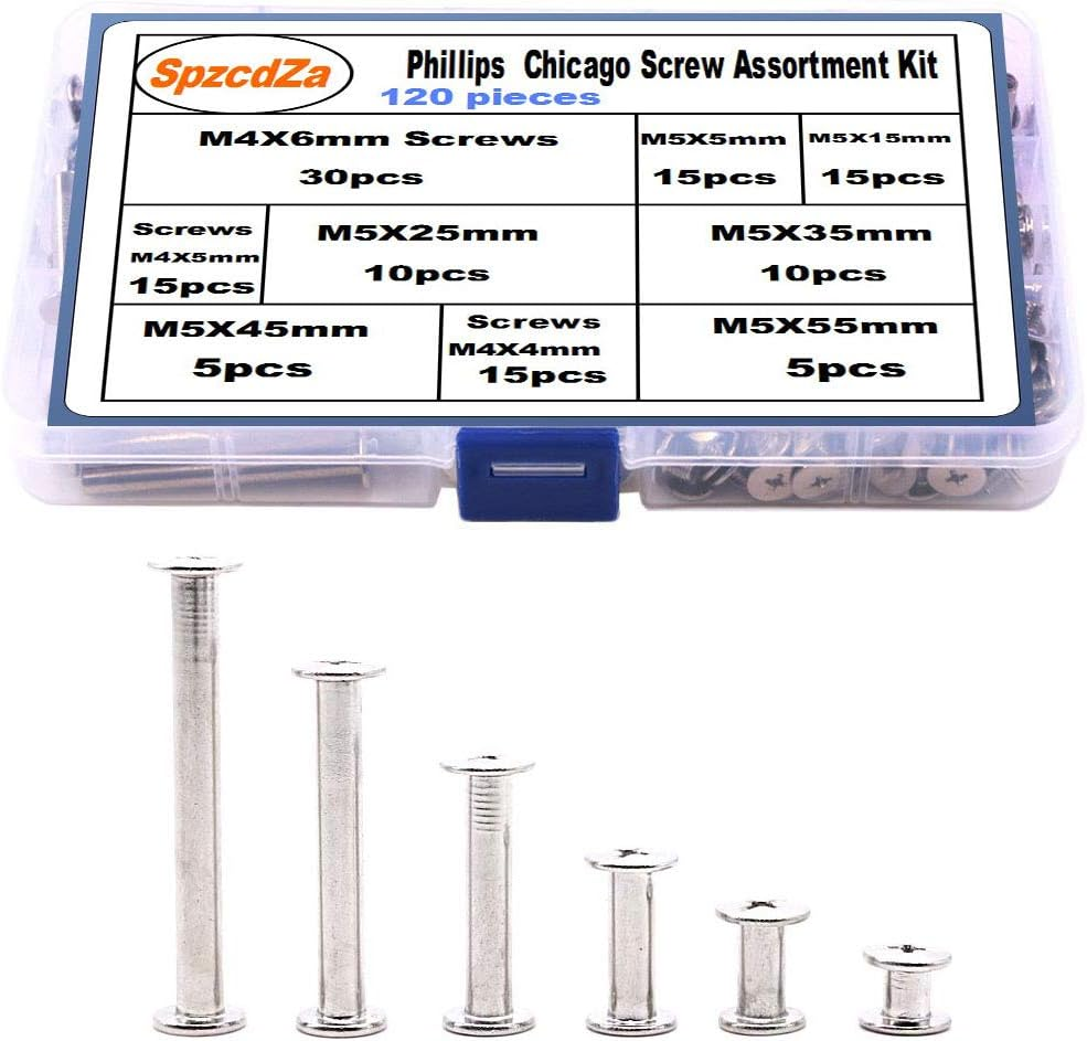 120Pcs Binding Screws Posts Phillips Chicago Screw Assortment Kit for Scrapbook
