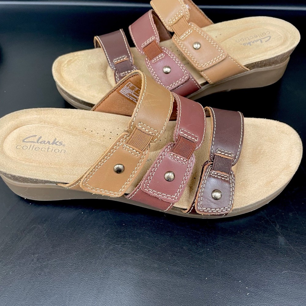 Clarks Womens Calenne Lily Brown Leather Loafers Size 10