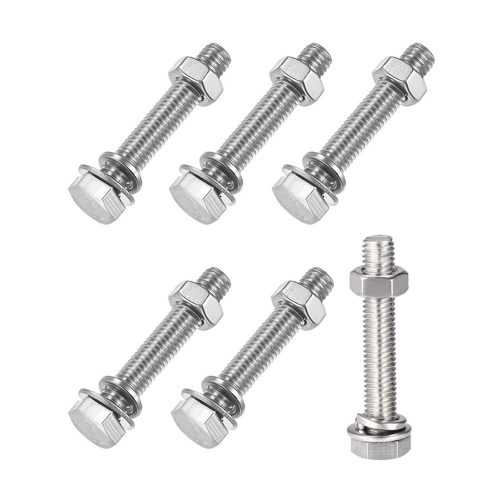 Hex Head Screws Bolts, Nuts, Flat & Lock Washers Kits (M8x45mm) 6Sets