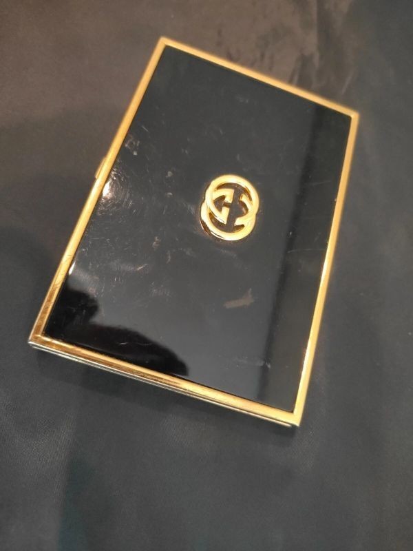 Gucci Vintage GG Monogram Cigarette Card Case Black & Gold Used