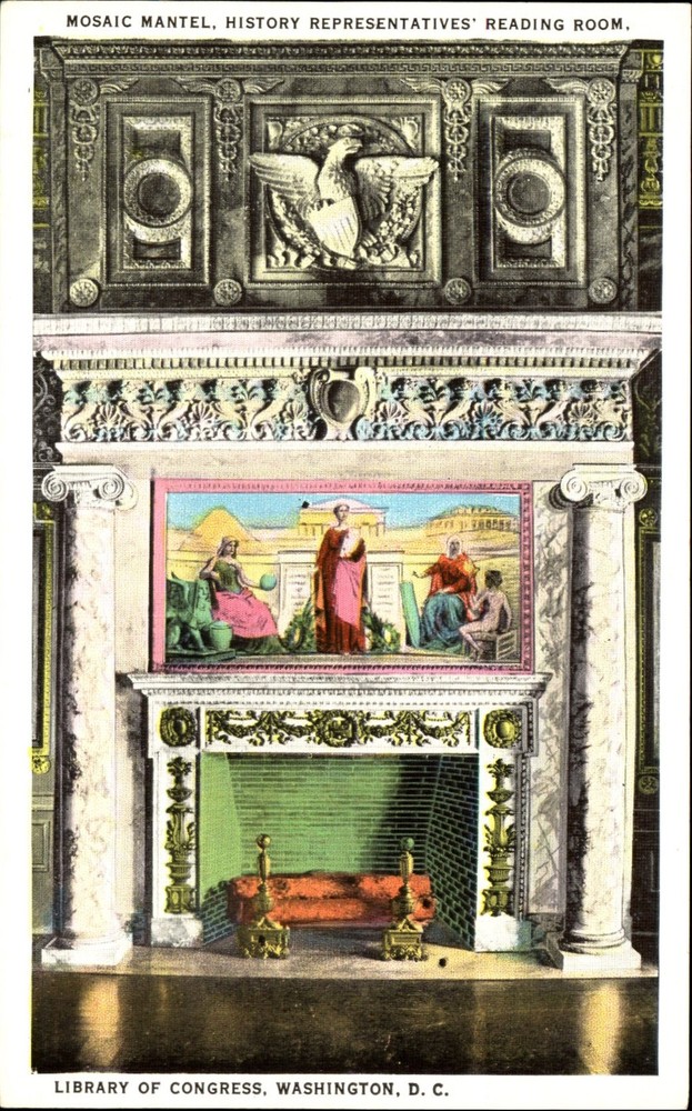 Library of Congress House of Reps Reading Room Washington DC mantle mosaic~1920s