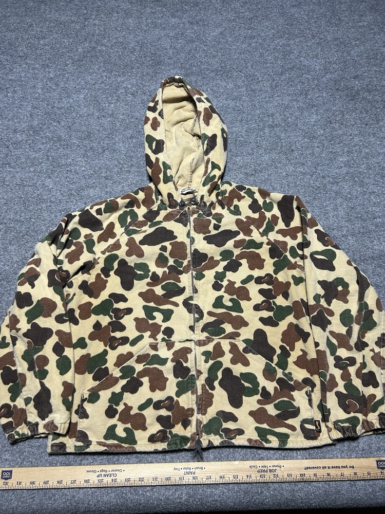 True Vintage Duxbak Aircel Camo Hunting Jacket Talon Zipper Hoodie Fits M-L