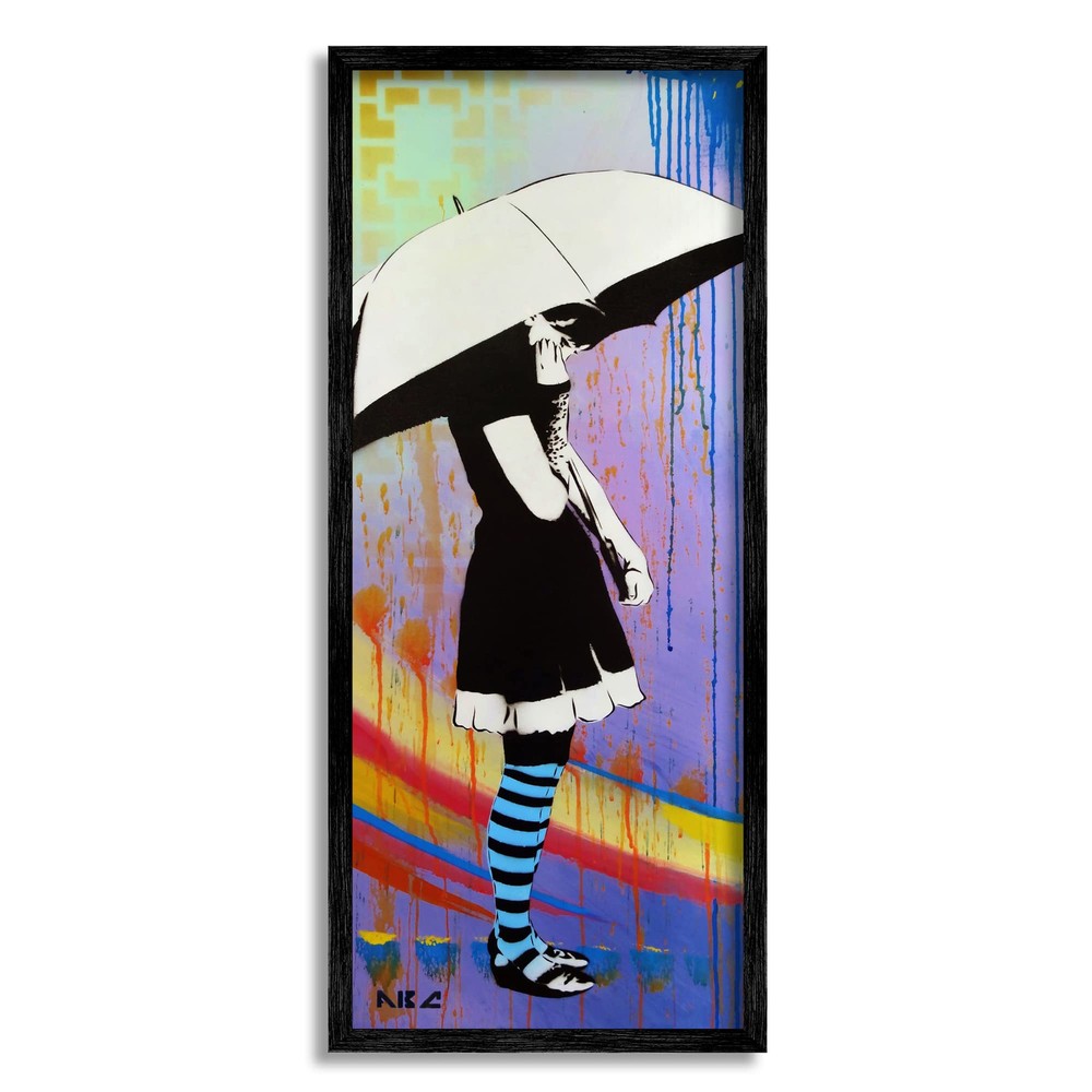 Urban Paint Drip Patterned Girl with Umbrella Art by Stupell Industries