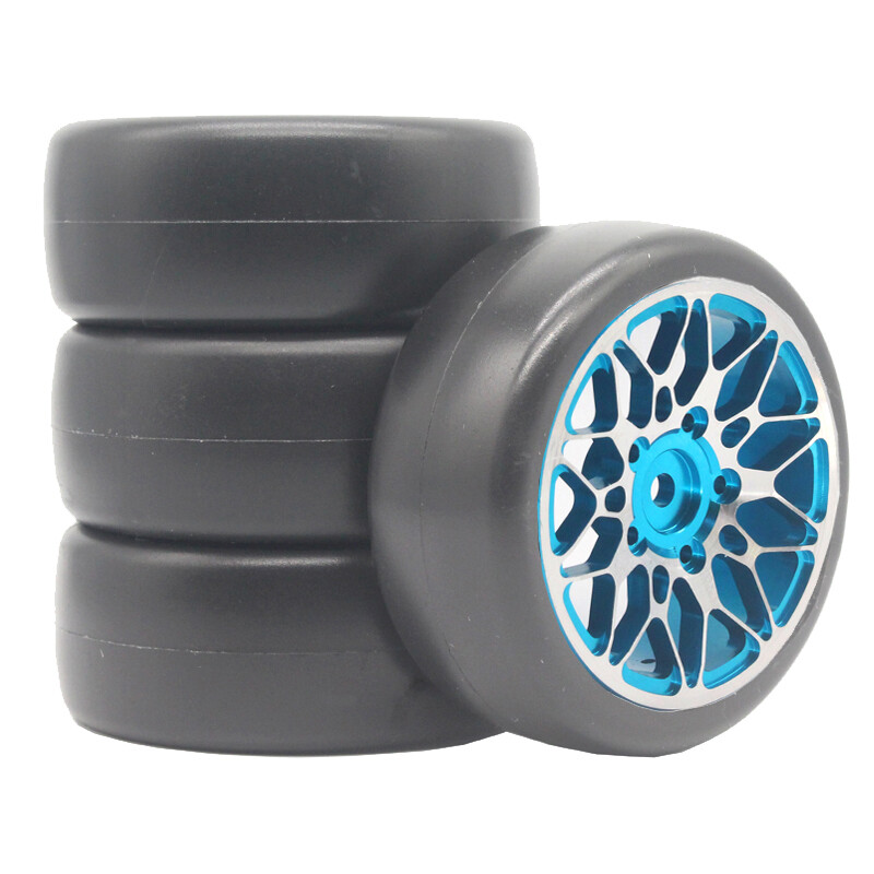 65mm Rubber Tire Metal Wheel Rim 12mm Hex for Wltoys 144001 HSP Kyosho Tamiya D4