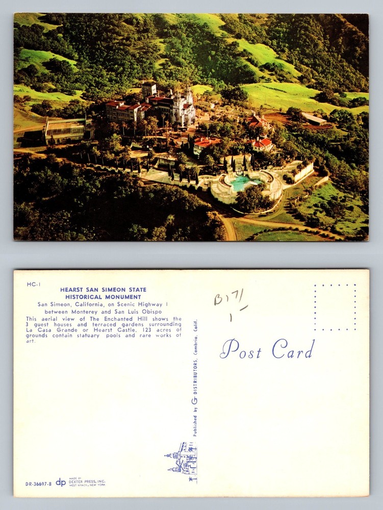 San Simeon, CA-California, Hearst Castle Hill View Souvenir Vintage Postcard
