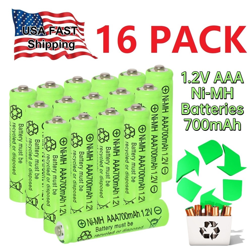 16Pcs AAA Batteries Rechargeable 1.2V 700mAh Ni-MH for Garden Solar Light US