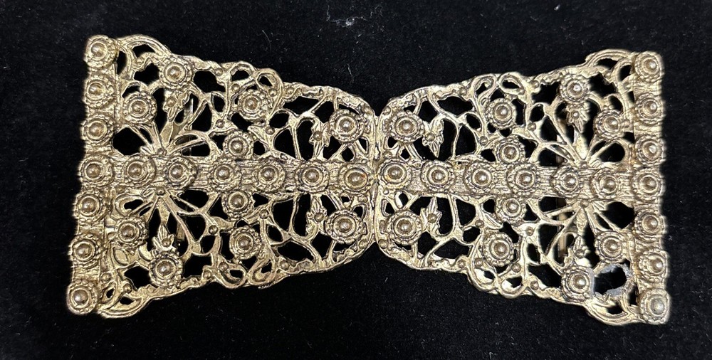 Vintage Kandell Marcus NY Belt Buckle Large 4.25” Copper Tone Filigree