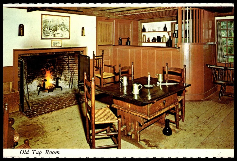 Longfellow's Wayside Inn Sudbury MA Old Tap Room Bar Vintage Postcard