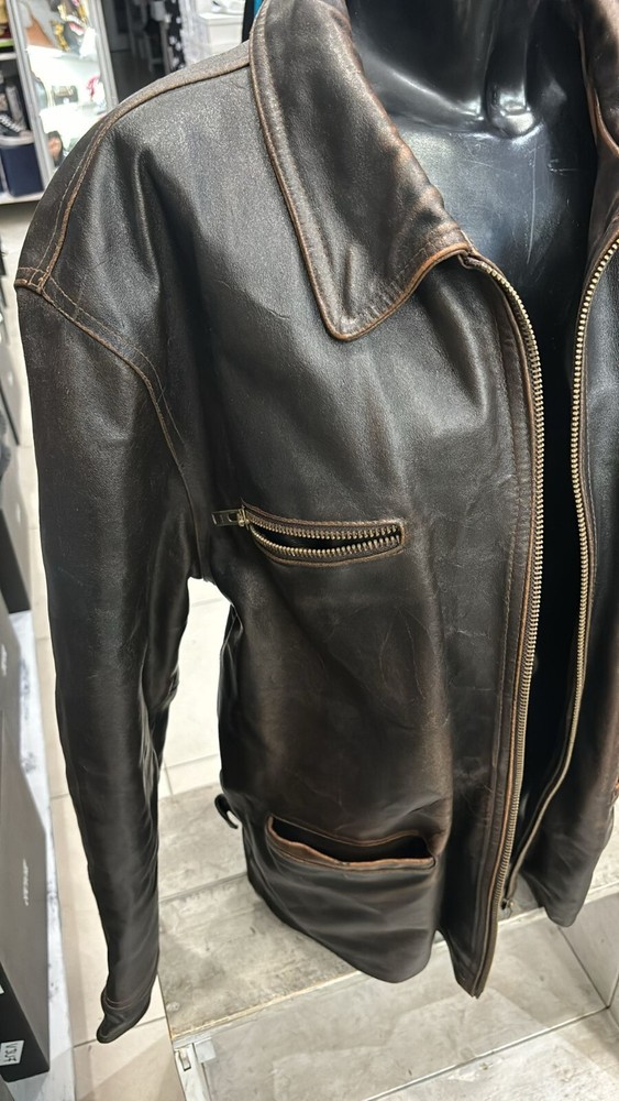 Men's Genuine Leather Crown Jacket Size 52 Brown Vintage LLD225