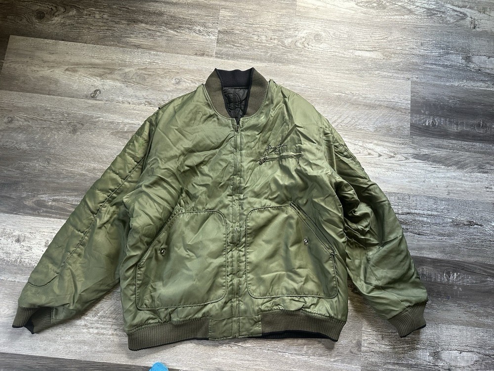 Vintage Sean John Brown reversible Full Zip Bomber Jacket Men's Green Black