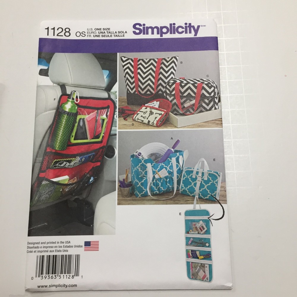 Simplicity 1128 Totes Organizer Travel Bag Car Organizer CUT