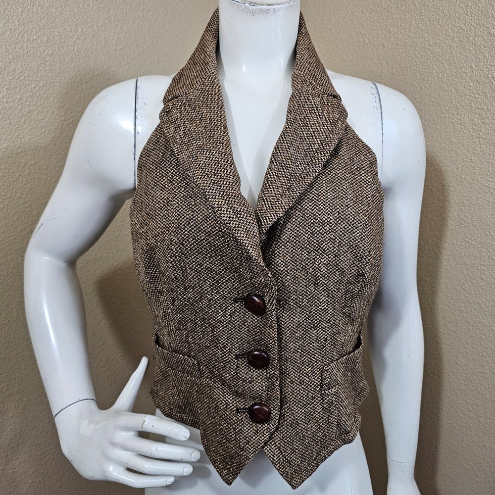 TRINA TURK Open Back Wool Silk Blend Vest in Size 8