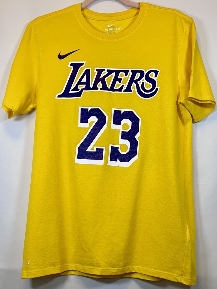 LeBron James #23 Los Angeles Lakers NBA Nike Dri-Fit Gold T-Shirt Men’s MEDIUM