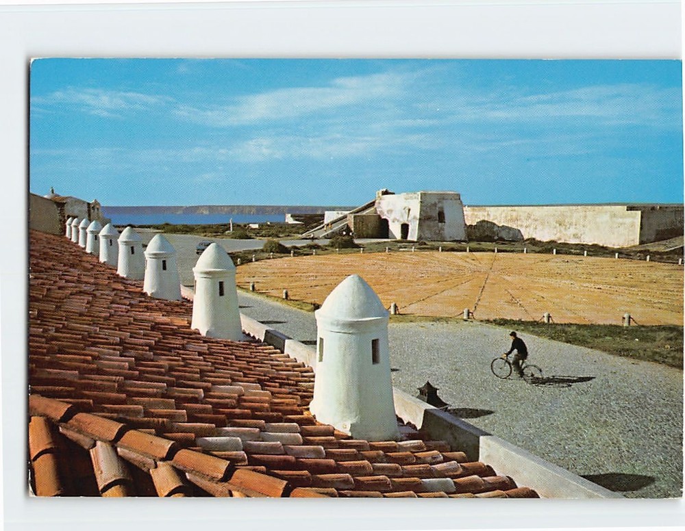 Postcard Fortress and mariners compass card Sagres Portugal
