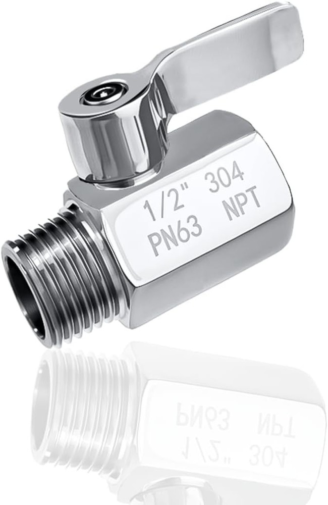Shower Head Shut Off Valve, 304 Stainless Steel Mini Ball Valve (1/2” Female x