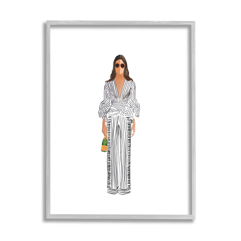 Fashion Girl with Champagne Gray Framed Giclee Art Design by Amelia Noyes