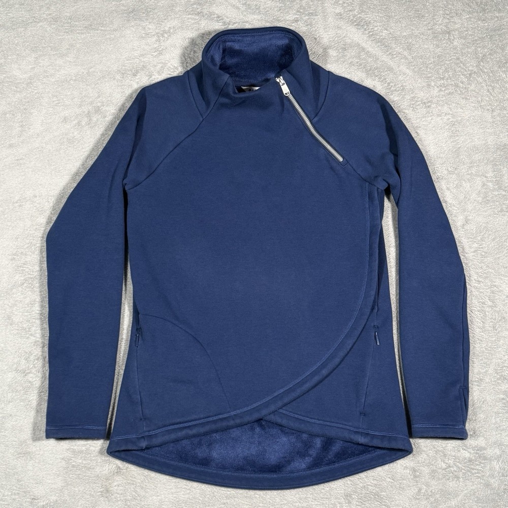 ATHLETA Cozy Karma Asym Pullover Blue Fleece 1/4 Zip XS Women Yoga Casual Gym