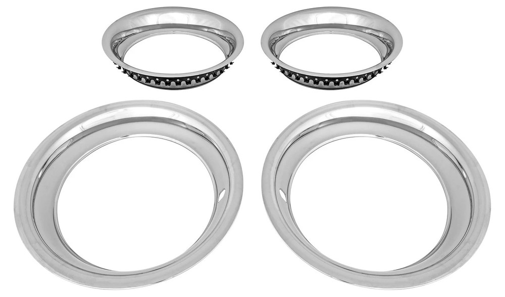 JEGS Stainless Steel Trim Ring Set w/Round Lip for 15 in. x 6 in. Wheels