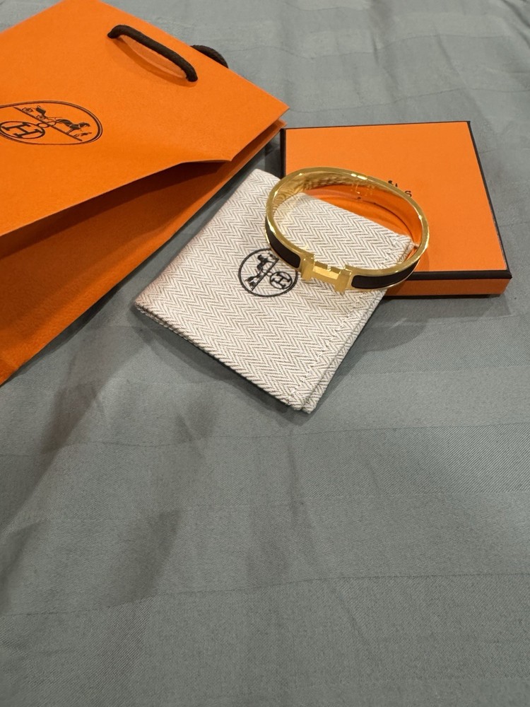 Hermes Clic H Men's Bracelet Brown Gold Brand New with Tags