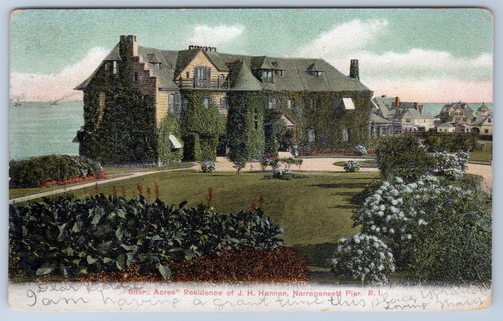 RI Narragansett Pier John Hannan Estate Shore Acres Shoes c1906 Postcard