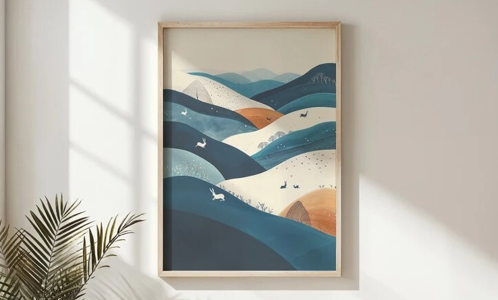 Abstract Landscape Art for Nursery Wall Decor, Kids Room Poster Art, Vibrant Kids Room Decor, Colorful Nursery Art Print-image