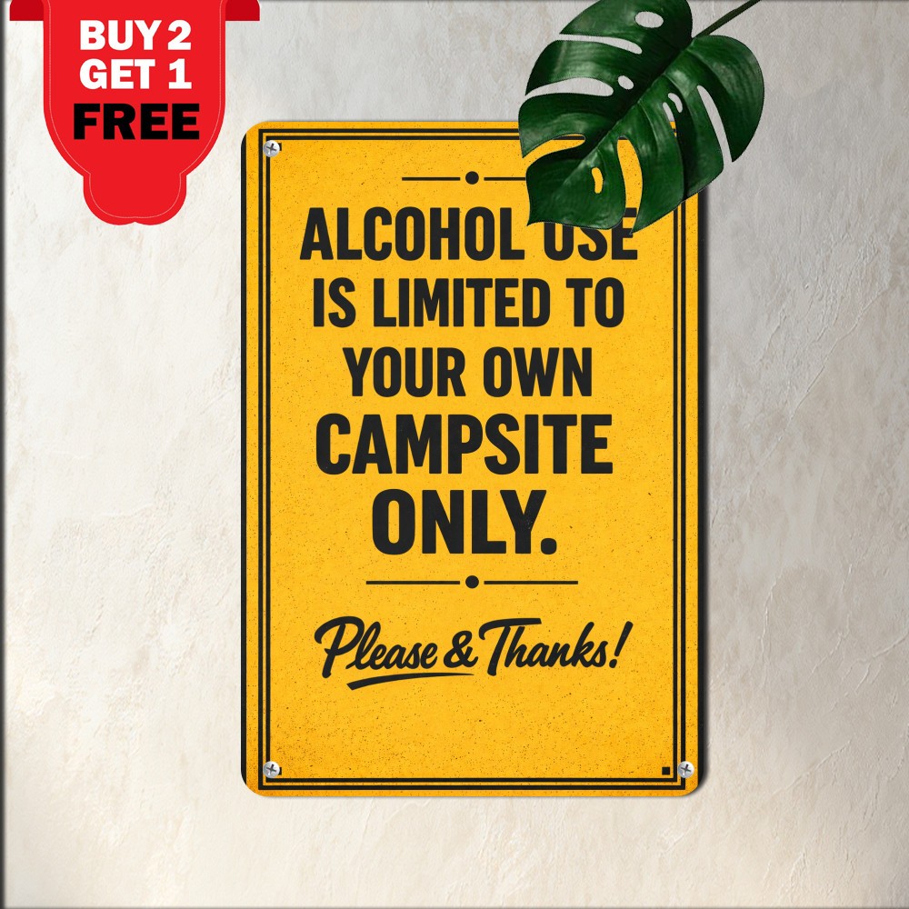 Campground Alcohol Restricted Area Safety Sign Weatherproof Aluminum Metal Sign