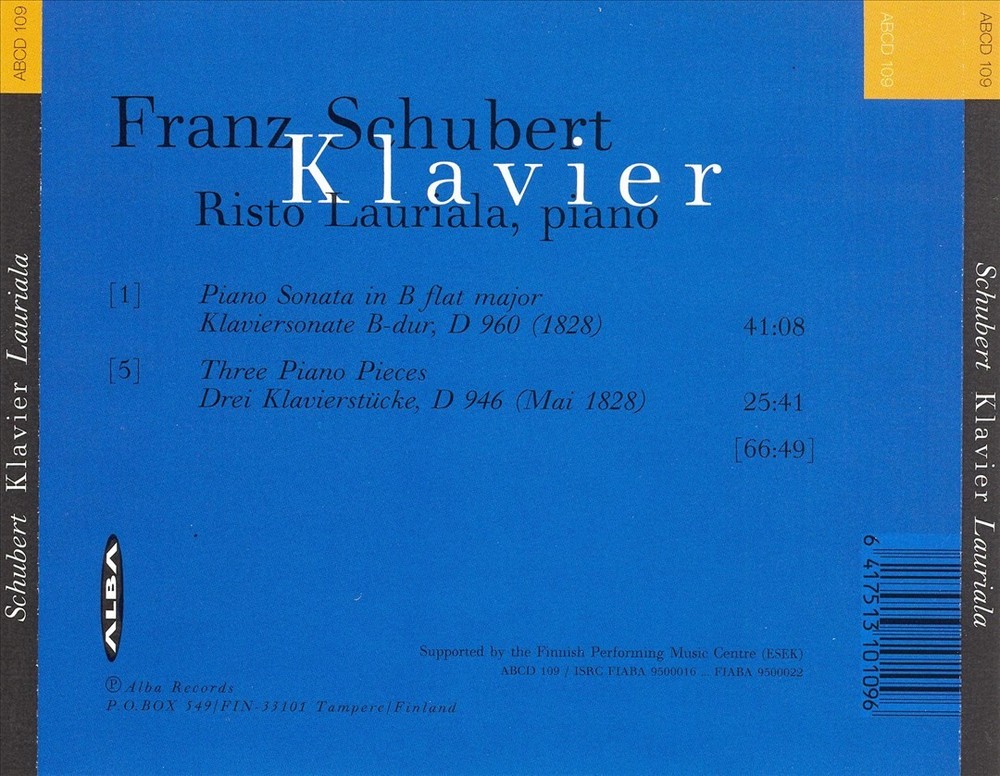 Risto Lauriala Schubert: Klavier New Cd