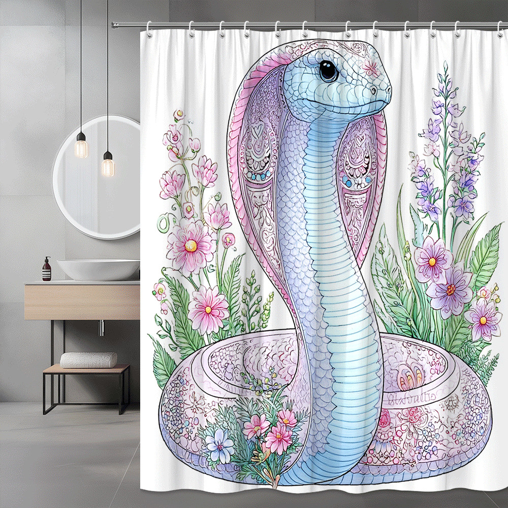 Cobra and Flowers Shower Curtain Graphic Print