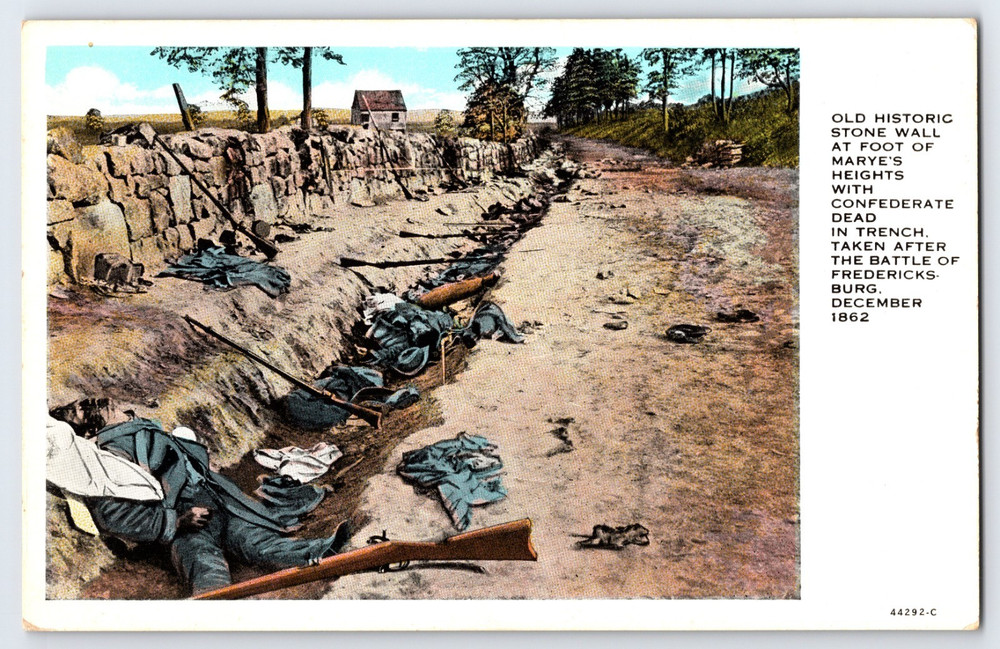 Fredericksburg Virginia VA Stone Wall Dead Civil War Soldiers Vintage Postcard
