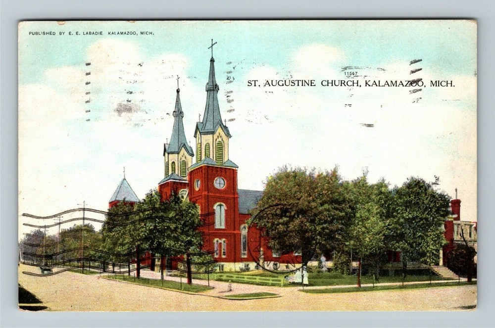 Kalamazoo MI-Michigan, St Augustine Church, Vintage Postcard