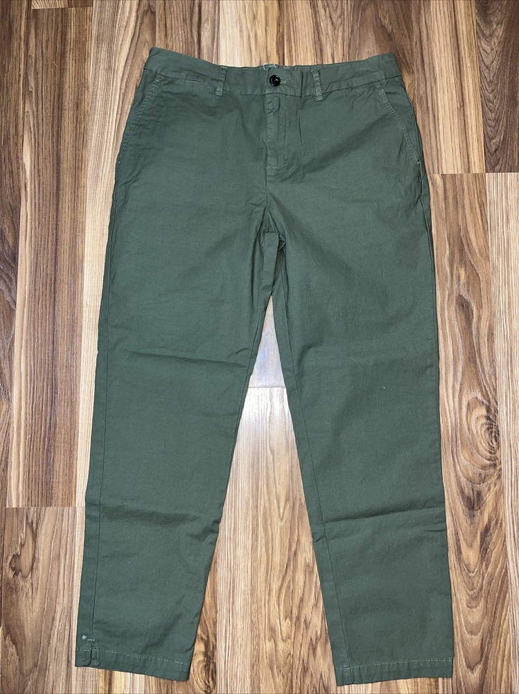 Alex Mill Pants Women's 4 Boy Pleated Chino Green Relaxed Fit Cotton High Rise