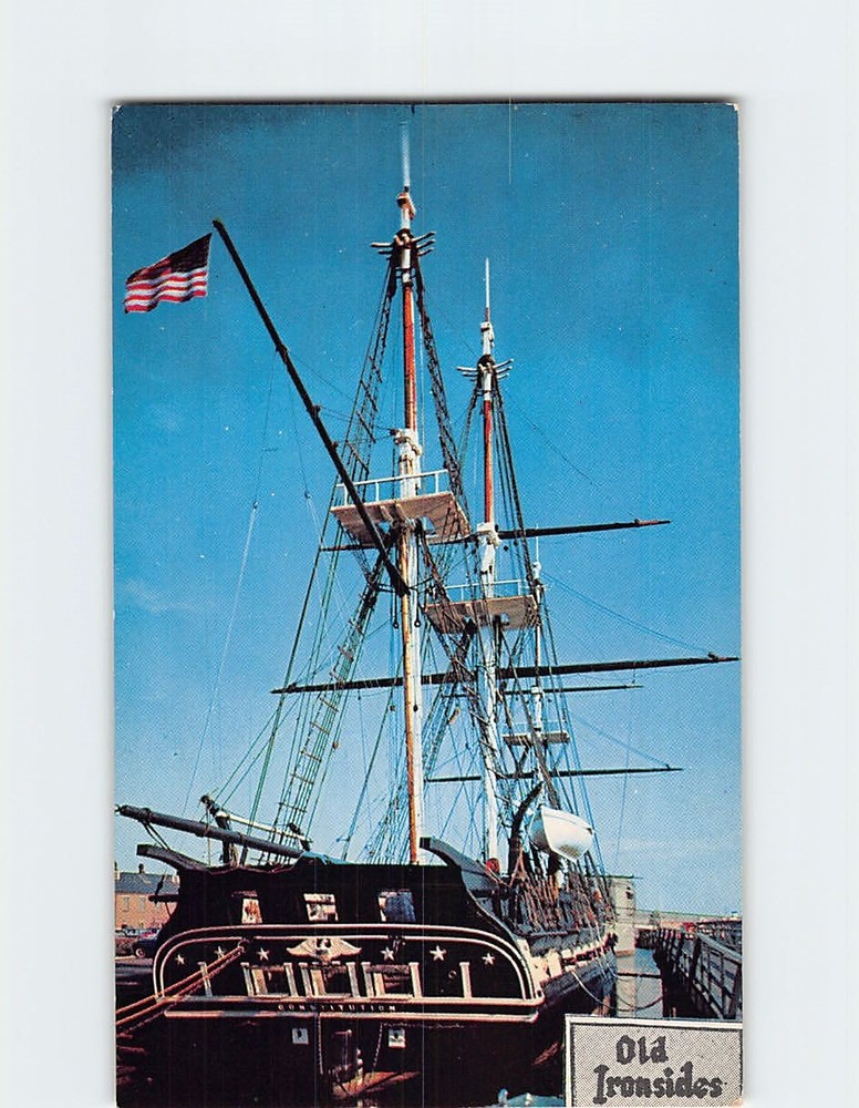 Postcard USS Constitution Old Ironsides Ship Navy Yard Boston Massachusetts USA
