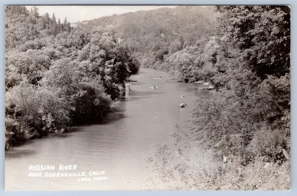 RPPC California Guerneville Boats on Russian River Real Photo Postcard