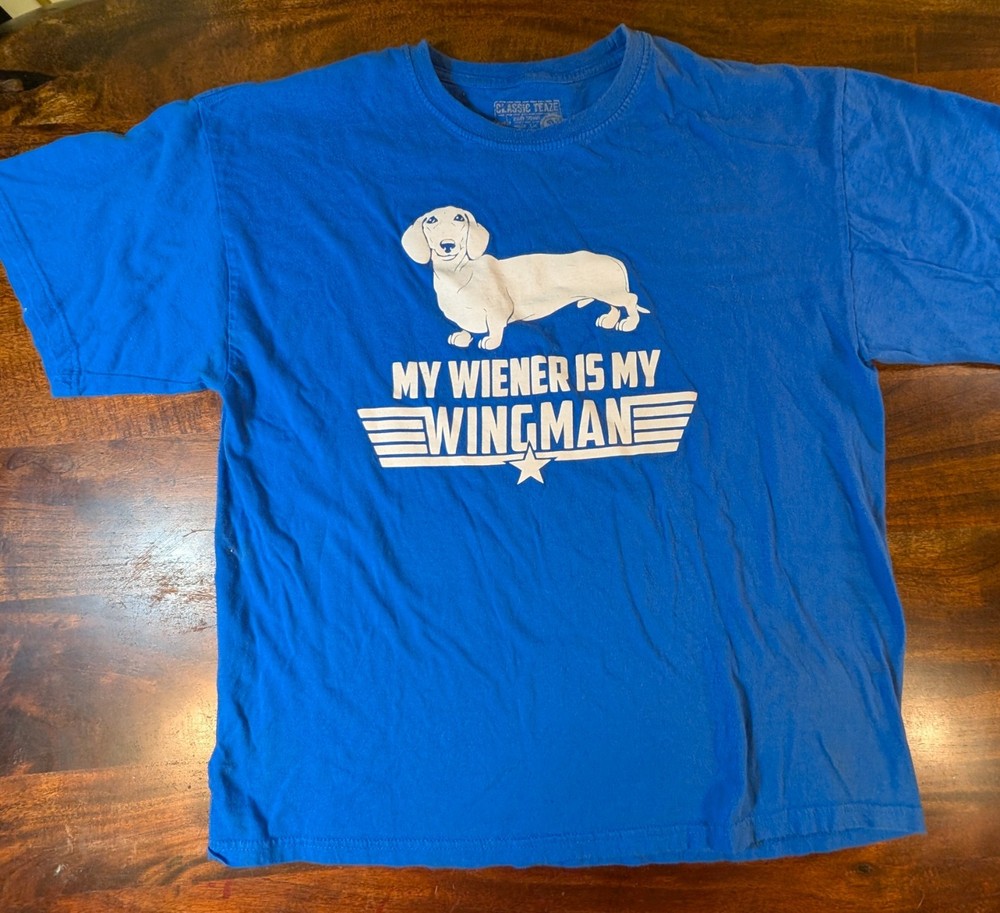 Funny Wiener Dog T Shirt Mens Sz XL Short Sleeve Humor 