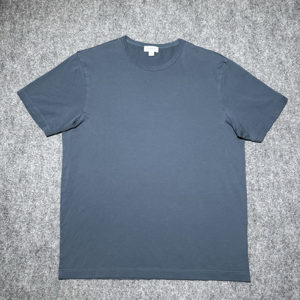 Sunspel Classic T Shirt Mens Large Navy Blue Cotton Made In England Casual