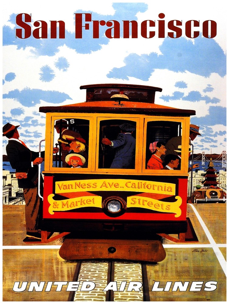 7679.Decoration Poster.Home Room wall design art print.San Francisco Trolley car