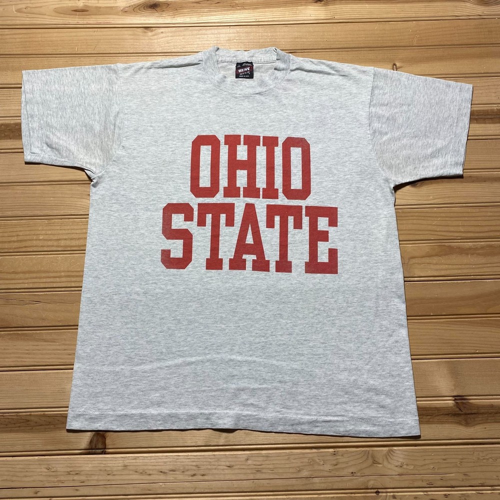 Vintage 90s Ohio State University Spellout Graphic Heather T-Shirt USA - Large