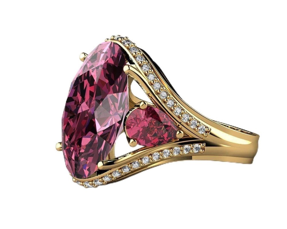 AZQ Vintage 925 Sterling Silver Ruby Ring Cocktail Rings Oval Cut Red Gem Cub...