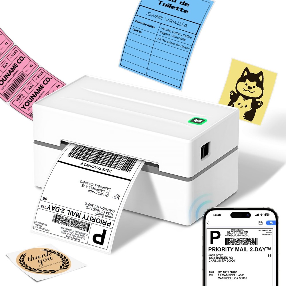Wireless 4x6 Bluetooth Thermal Label Printer for Small Business Shipping