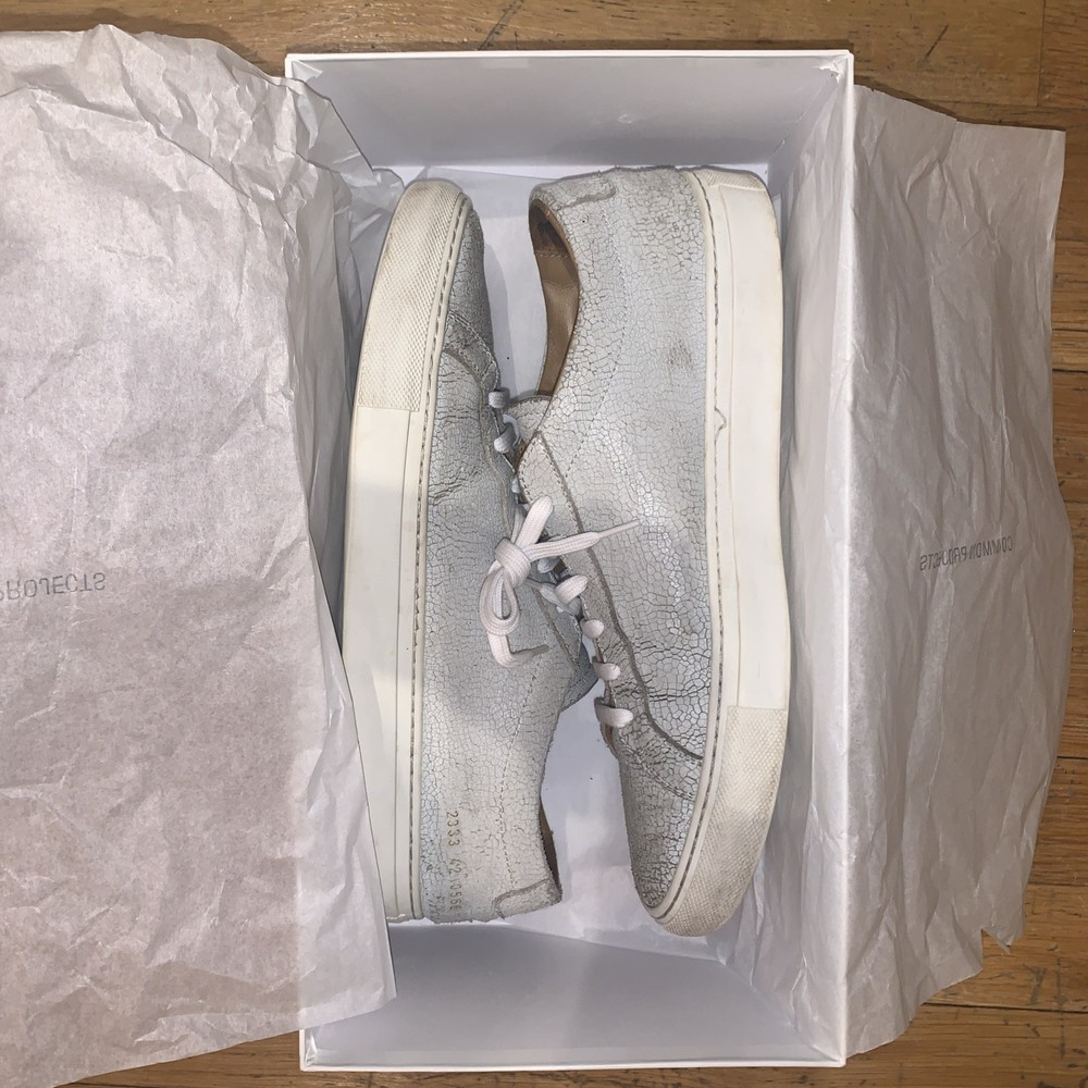 Common Projects Achilles Low Cracked White 42EU 9US Solid Condition MSRP $461-image