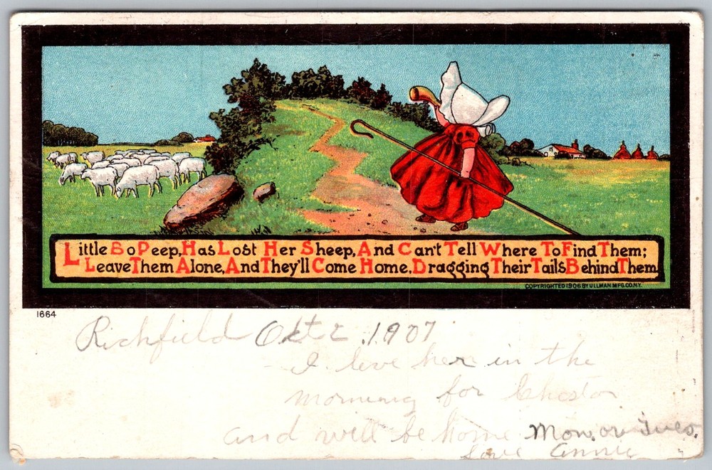 Antique Postcard Little Bo Peep Nursery 1900s