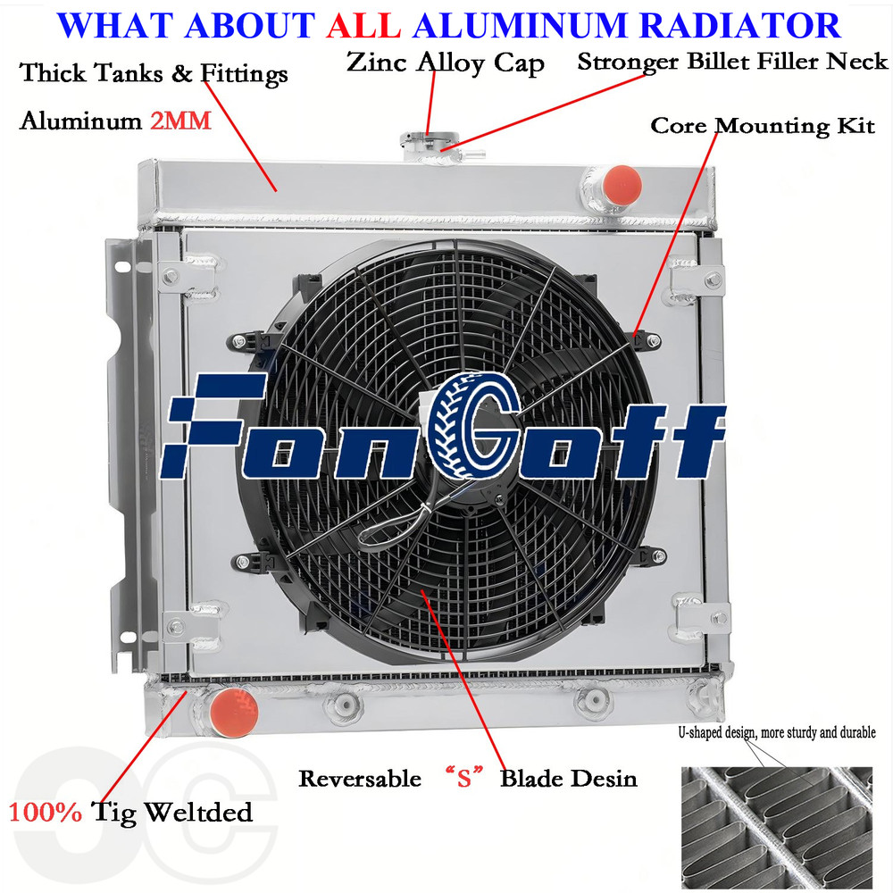 4 Rows Radiator & Shroud Fan For 1970-1972 Dodge Dart Plymouth Duster Valiant