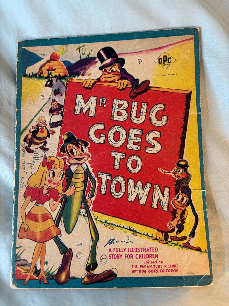Mr. Bug Goes to Town - Australian movie tie-in Good c1941 writing on covers